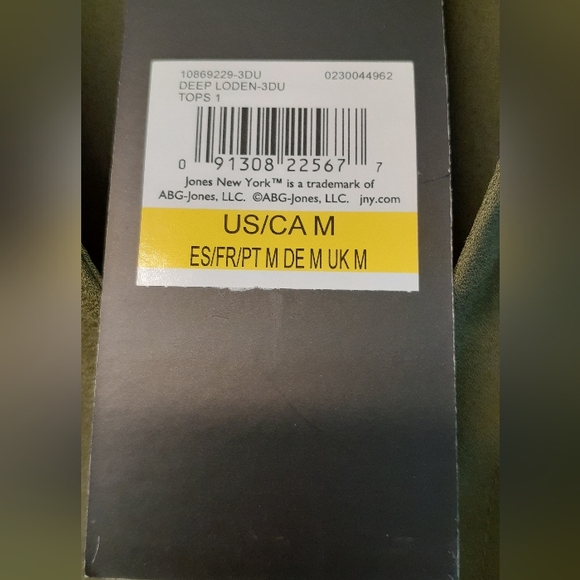 NWT Olive green Jones New York summery top - size medium - Picture 4 of 7